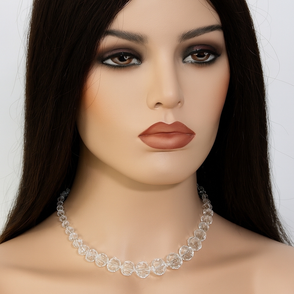 Women's Silver & Clear Beaded Design Necklace -  Stylished Fashion Jewelry